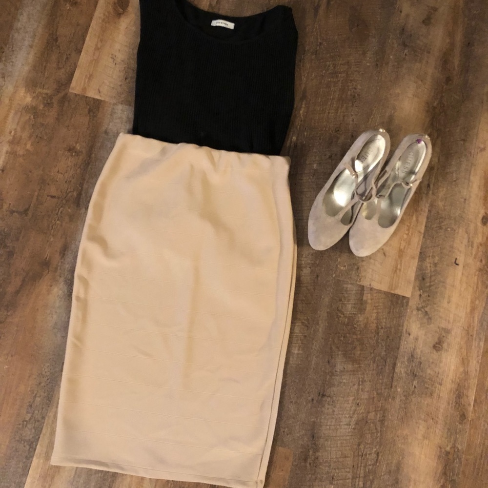 Tan pencil skirt